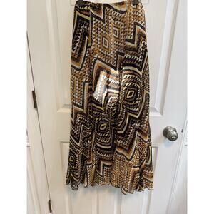 Ruby Rd Size 14 Skirt Brown Orange Tribal Print Lined Elastic Waist New